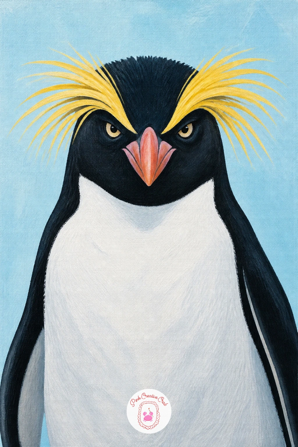 Macaroni Penguin With A Yellow Crest — Follow the blue dusk scene with something brighter: a macaroni penguin with a yellow crest is almost entirely about
