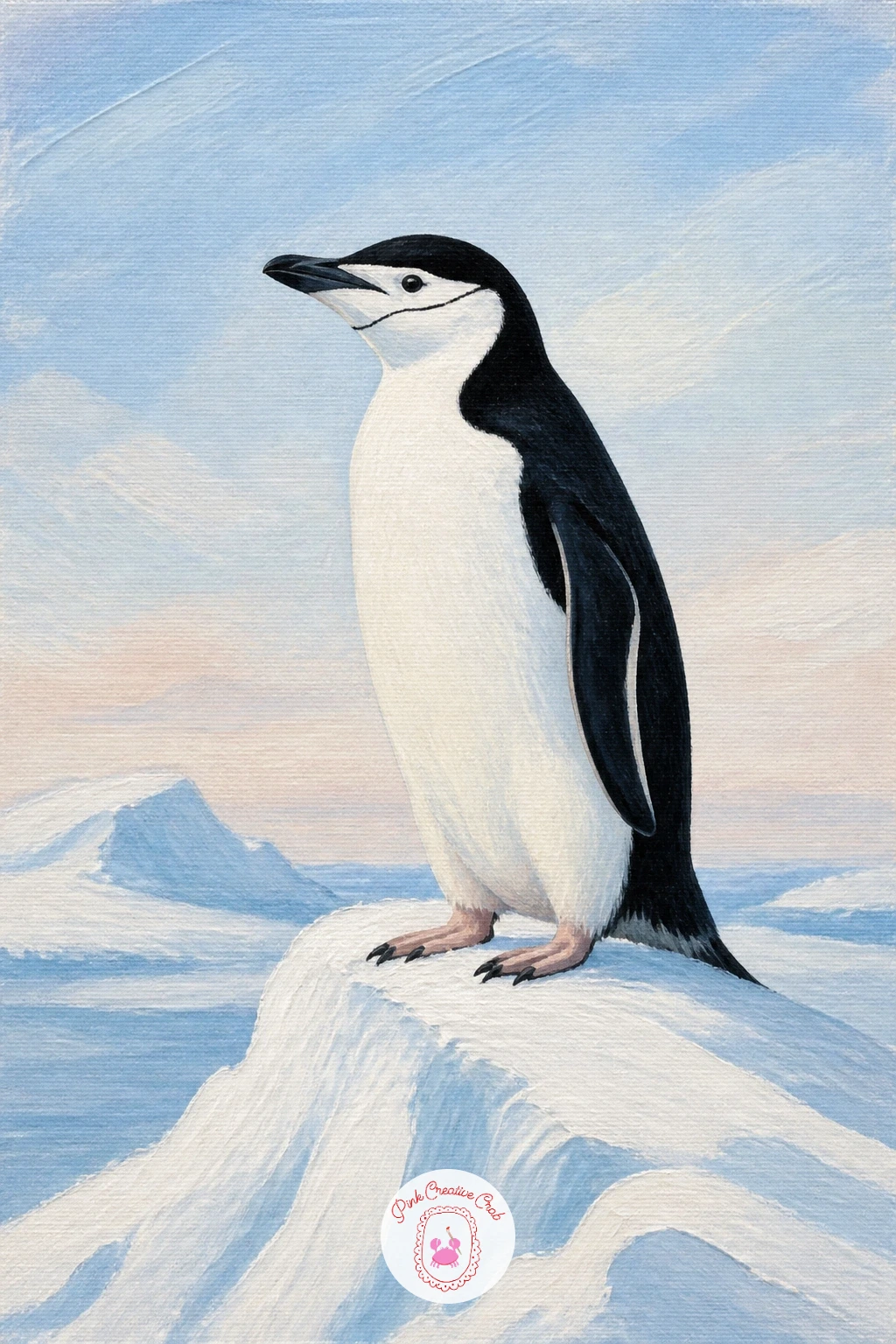 Chinstrap Penguin On A Snowy Ridge — Climb a little higher with a chinstrap penguin on a snowy ridge, named for the thin black line running under its chin like