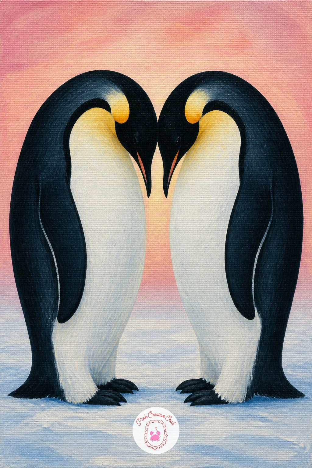 Two Emperors Bowing Heads Into A Heart — Build toward a sweet finishing pair with two emperors bowing heads into a heart, a composition where the negative