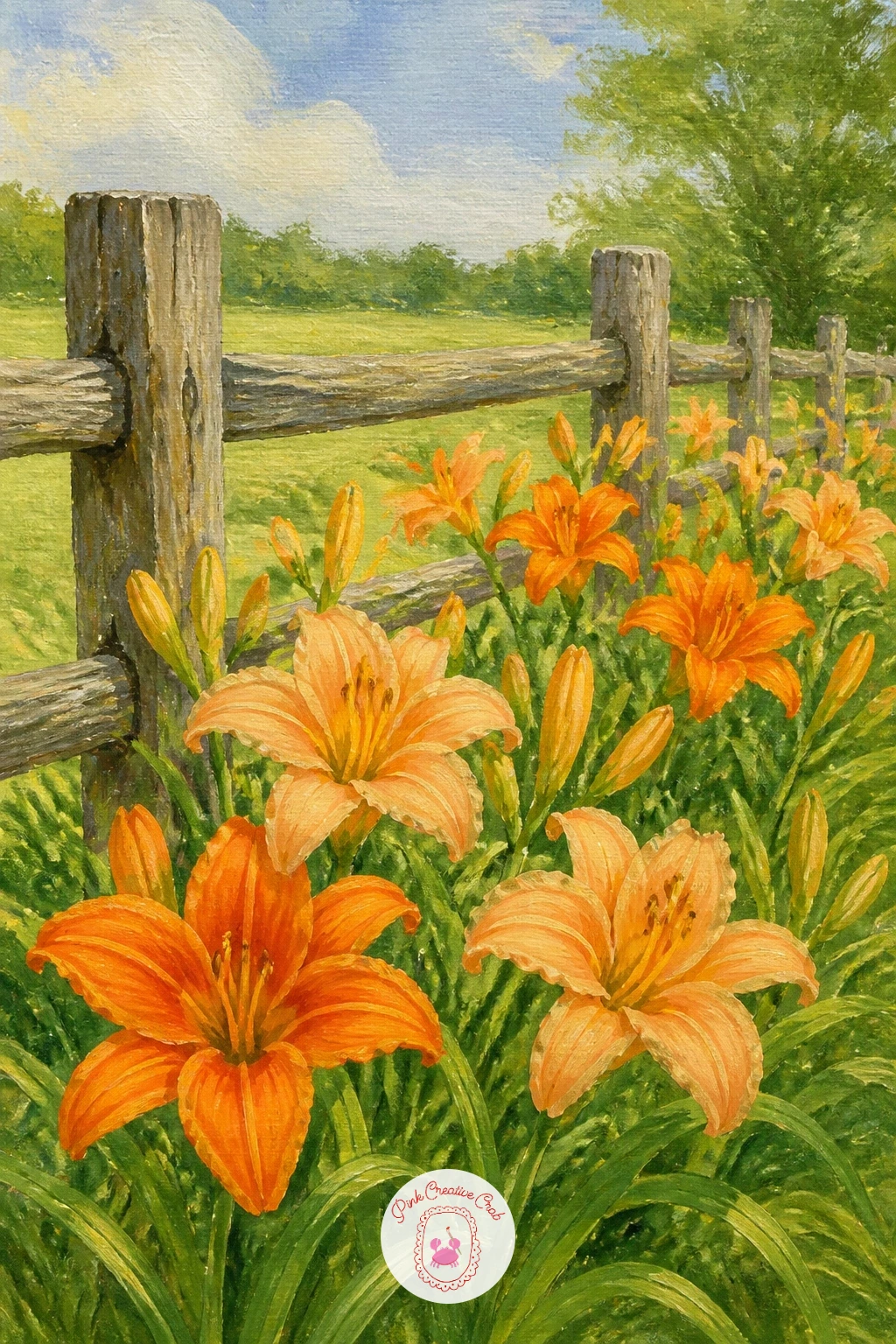 Daylilies Along a Country Fence — After the formality of an aisle, relax into daylilies along a country fence, a loose cheerful scene built for a quick