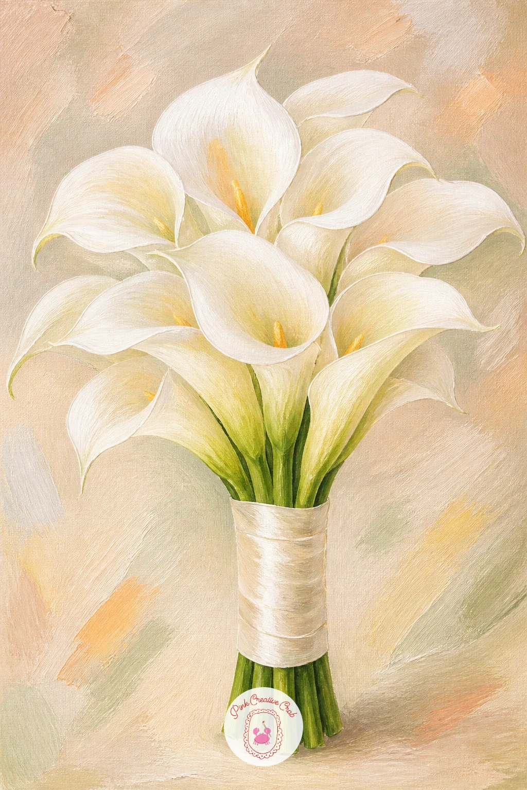 Calla Lily Bridal Bouquet — Return to calla lilies for a calla lily bridal bouquet, this time wrapped and held rather than standing in a vase. Lily painting