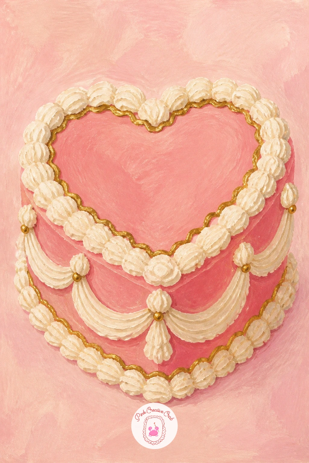 Vintage Heart Cake With Piped Frills — After a glass full of stripes, a vintage heart cake gives you a chance to paint something frillier and a little
