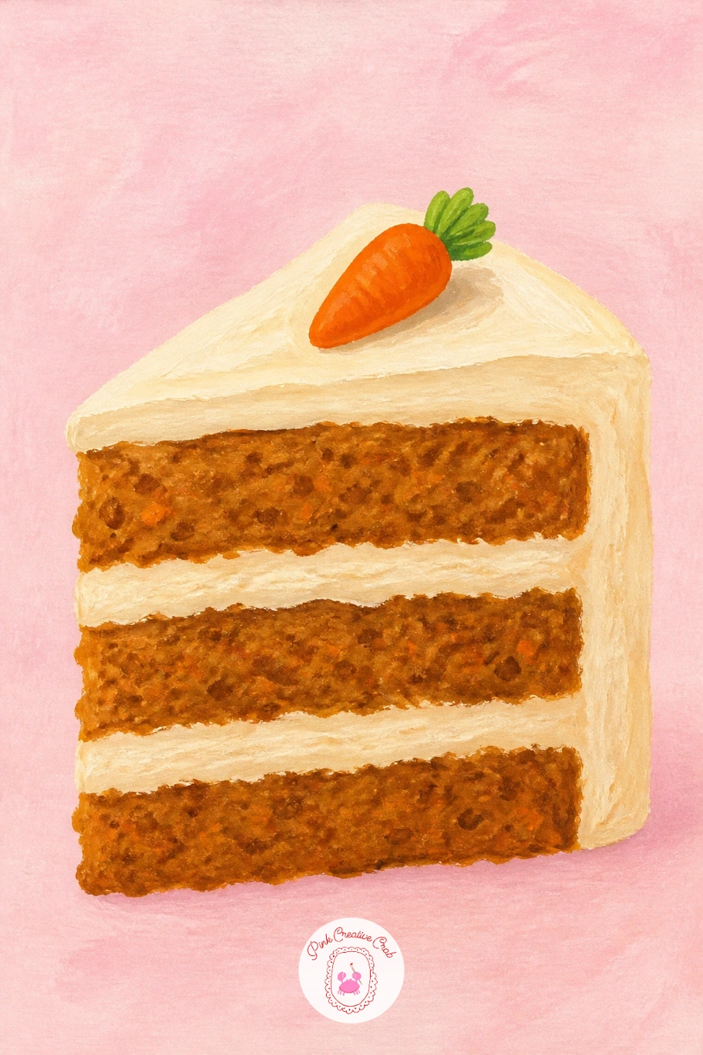 Slice Of Carrot Cake With A Tiny Sugar Carrot — A slice of carrot cake with a tiny sugar carrot is a satisfying return to a single, calmer subject after the