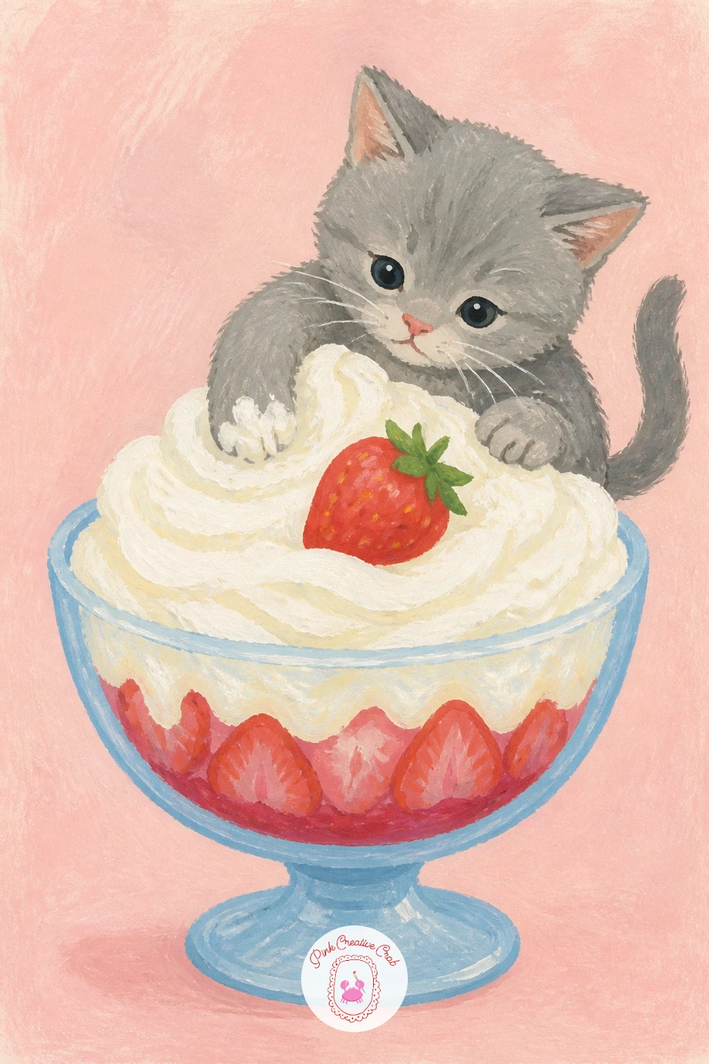 Cat Stealing Whipped Cream — A cat stealing whipped cream is one of the most playful subjects on this list, pairing a dessert with a little mischief. Dessert