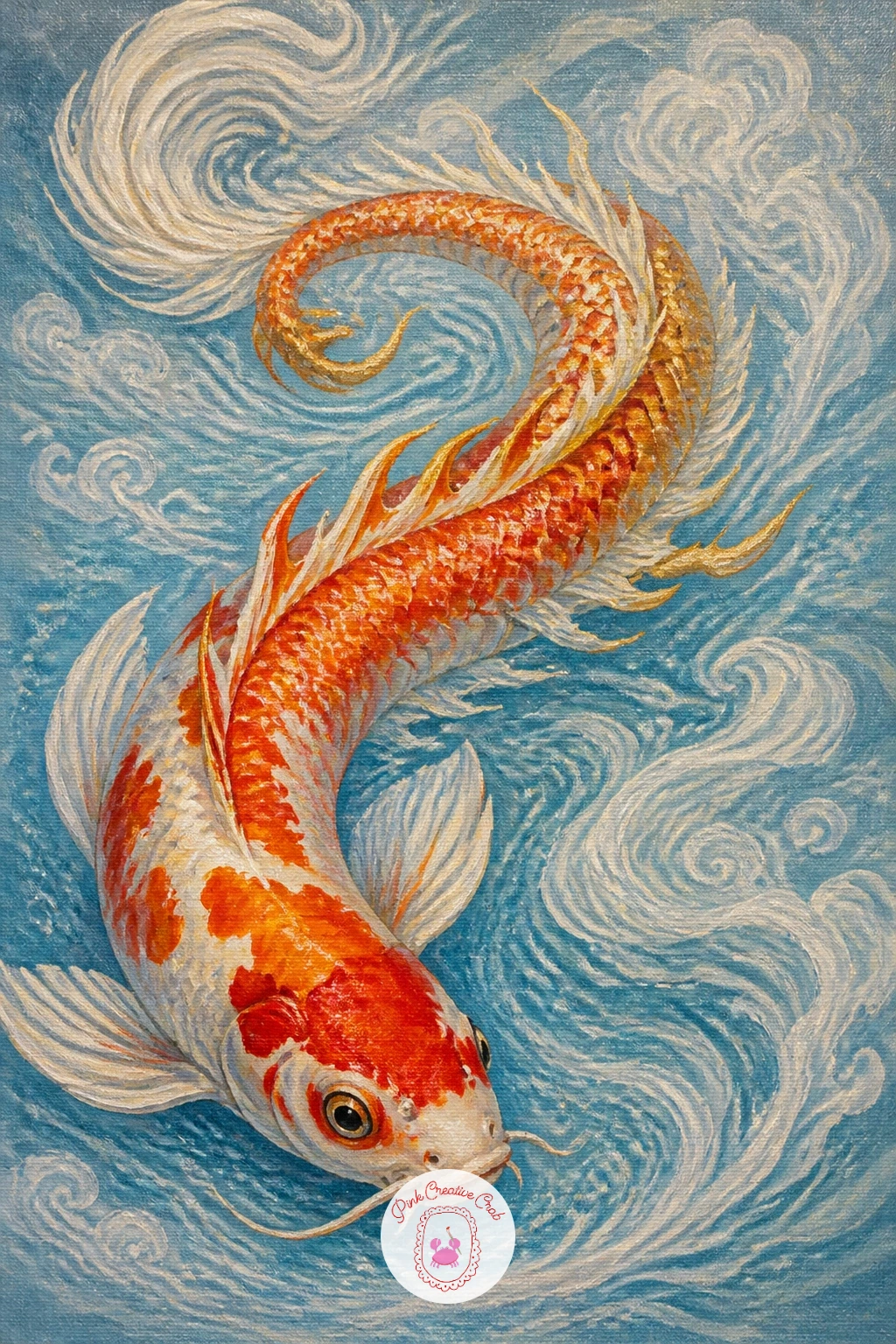 A Koi Turning Into a Dragon — Take a mythical turn with a koi turning into a dragon, half the body still fish, half shifting into a serpentine dragon form