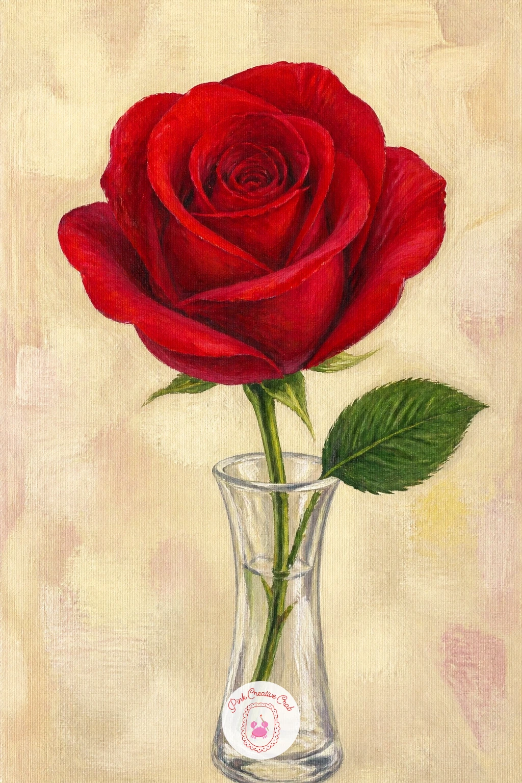 Single Red Rose in a Bud Vase — Keep this one small and give the rose all your attention. Rose painting