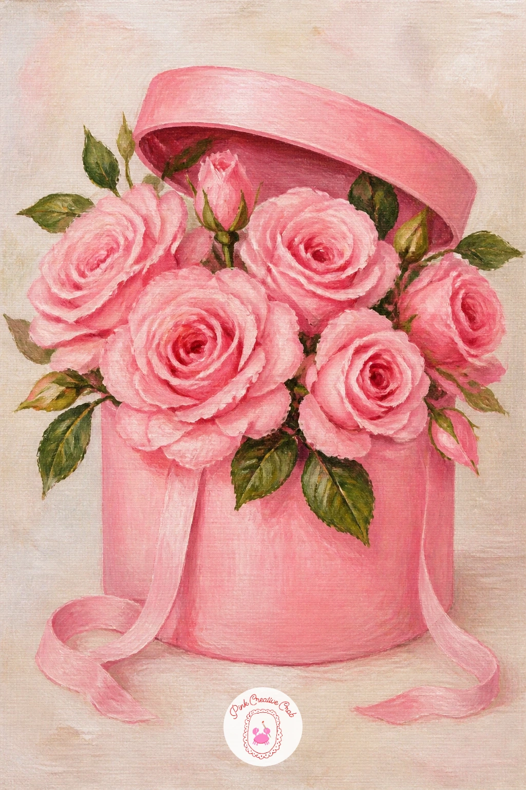 Roses in a Hat Box — Pair roses with a vintage hat box for something a little more personal and story-like. Rose painting
