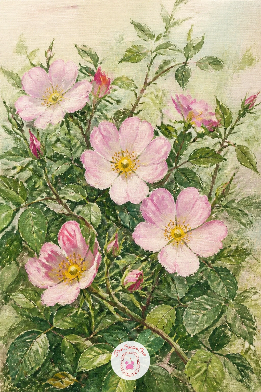 Wild Dog Rose in a Hedgerow — Trade the cultivated garden rose for something looser and more rustic. Rose painting