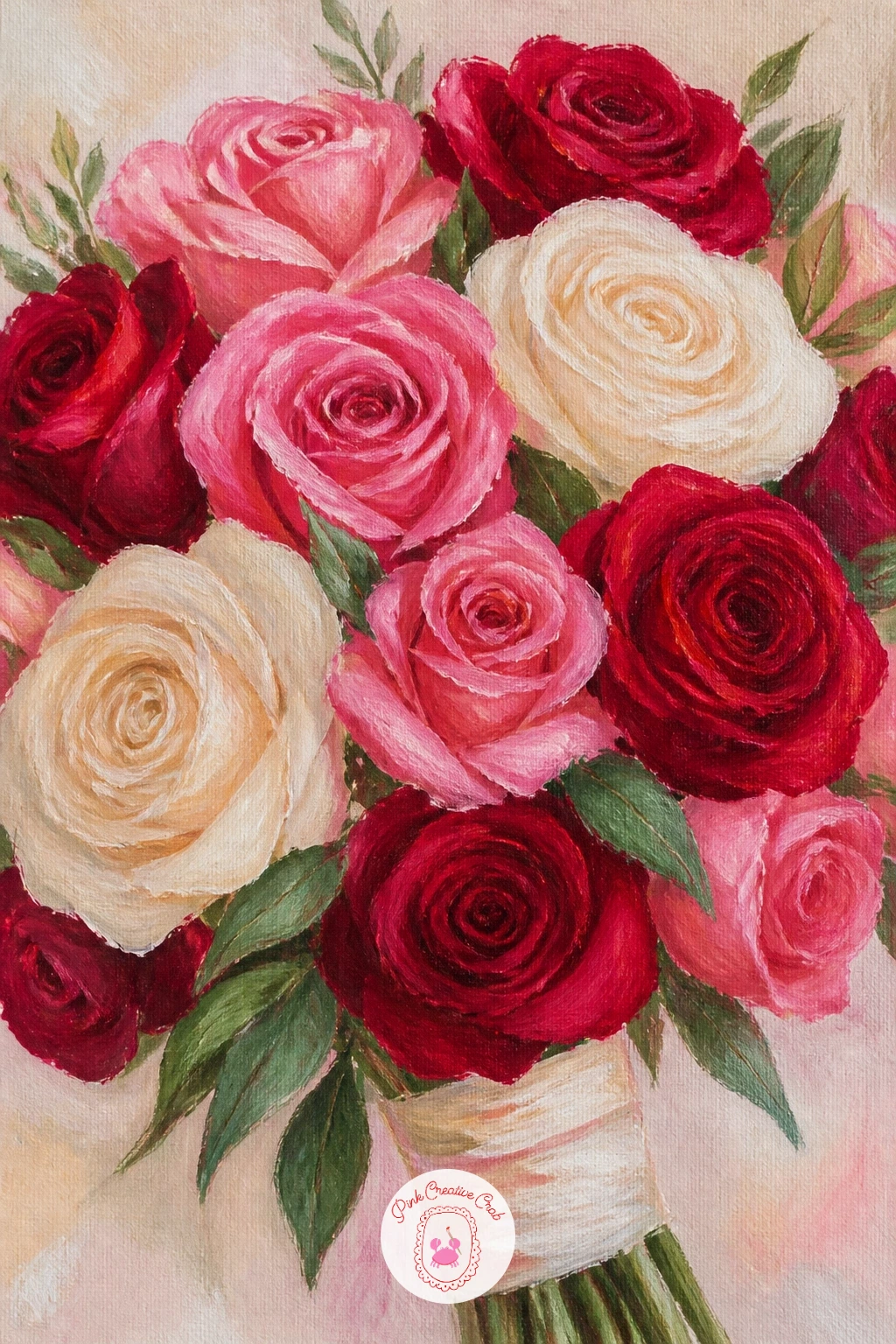 Bride's Rose Bouquet — Give a bouquet real romance by filling it dense and full rather than loosely scattered. Rose painting