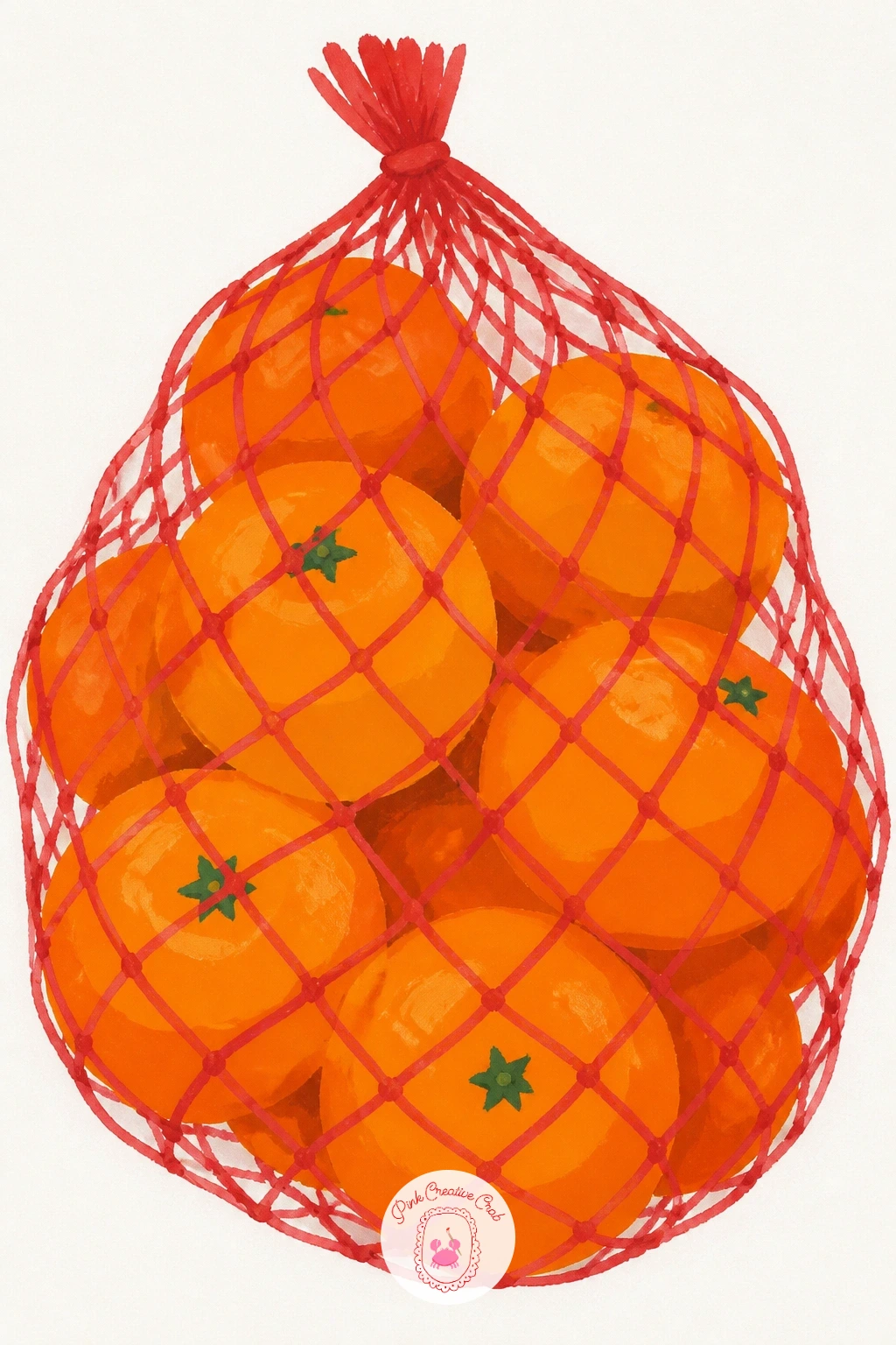 Clementines in a Red Net Bag — Moving from the jar to the fruit itself, clementines in a red net bag are a fun exercise in pattern over a round form. Orange
