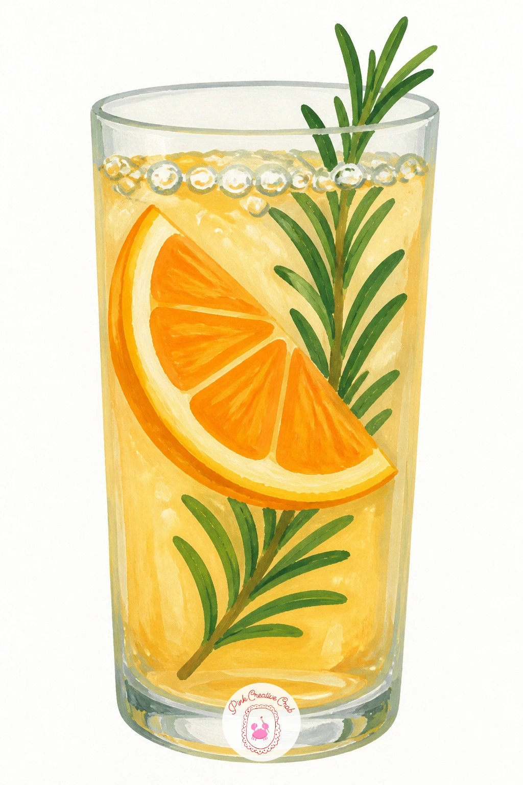 Orange and Rosemary Sparkling Water in a Glass — Back to the table now, orange and rosemary sparkling water in a glass is a refreshing subject that leans on