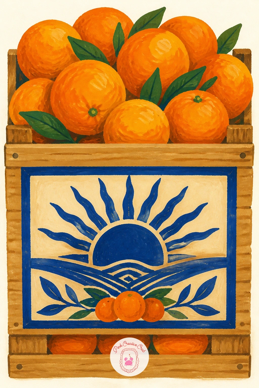 Sicilian Orange Crate With a Vintage Label — Returning to packing crates with more design detail this time, a Sicilian orange crate with a vintage label is a