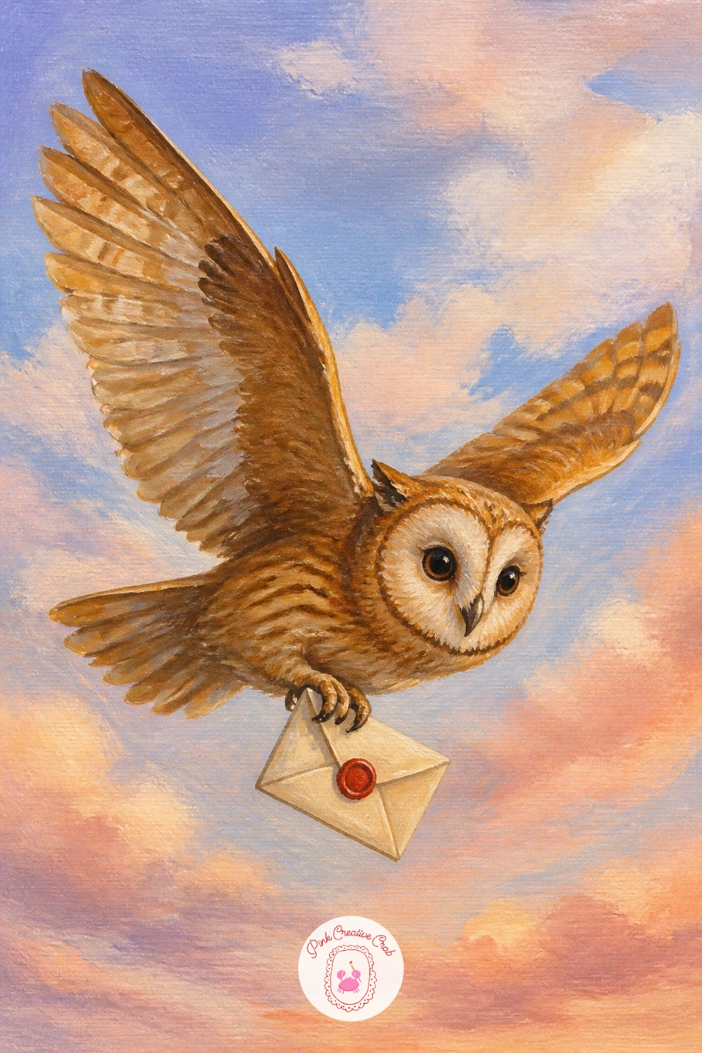 Owl Delivering A Letter — Give an owl a little errand next with one delivering a letter, a favorite cottagecore scene that still only needs one bird and one