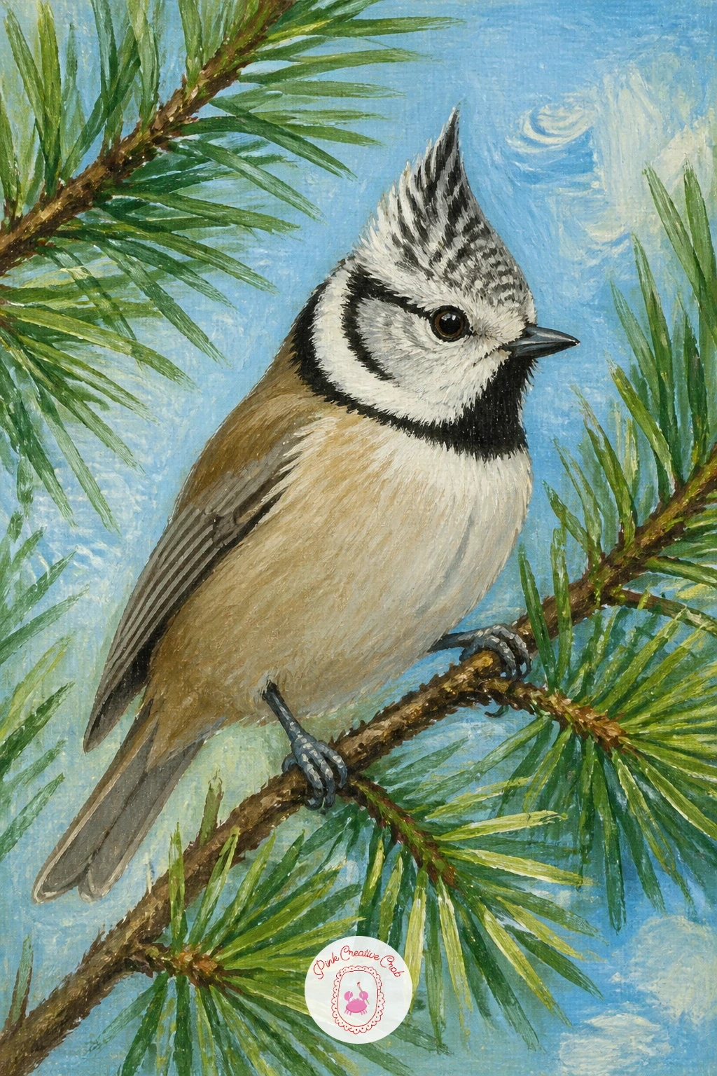 Crested Tit In A Pine — Bring in a crested tit next, the little pointed crest on its head the one detail that sets it apart from every other small bird on this
