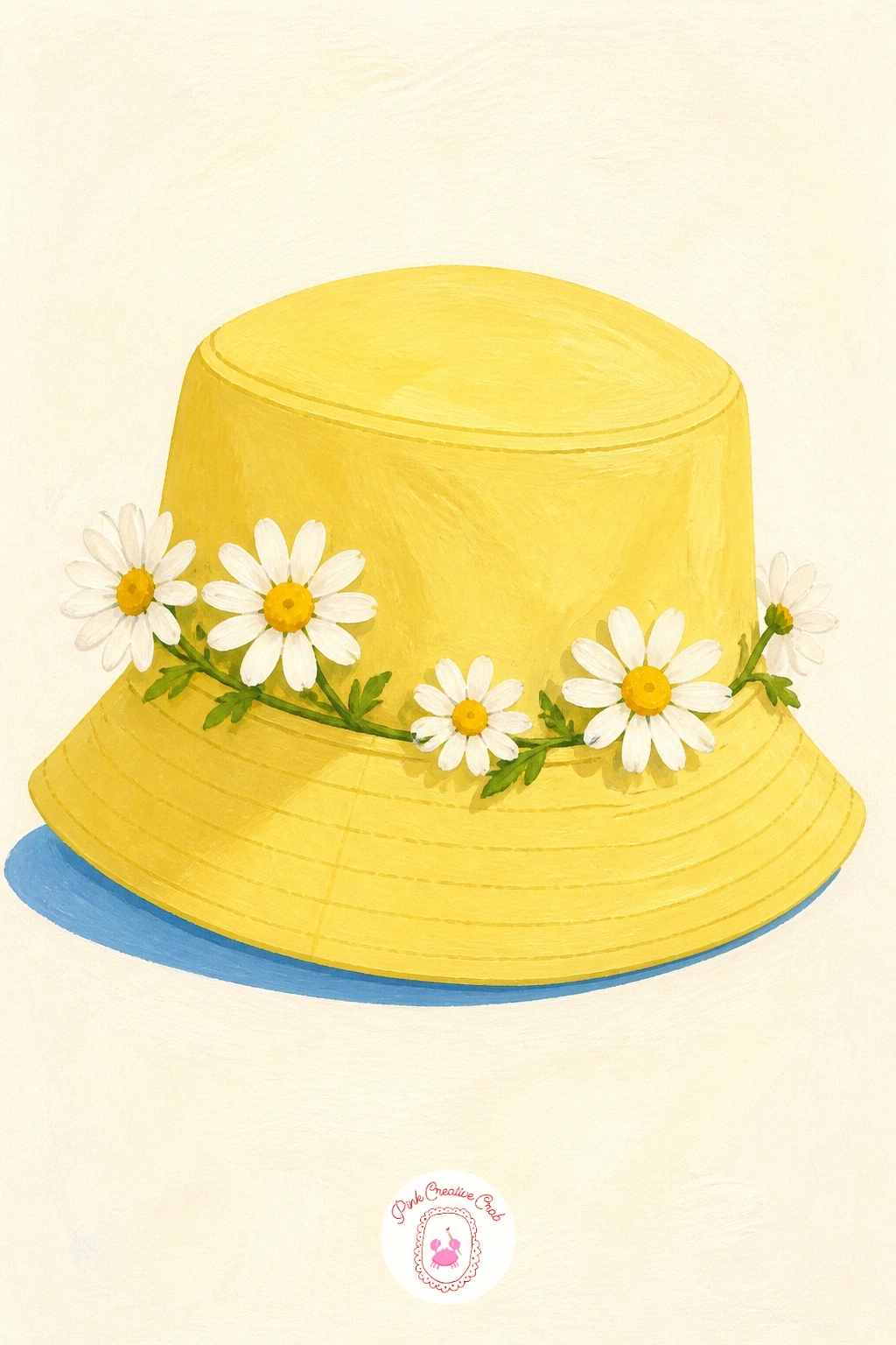 Bucket Hat With Daisies Tucked In — Shift to an accessory now: a sunny bucket hat with daisies tucked into its brim. Daisy painting