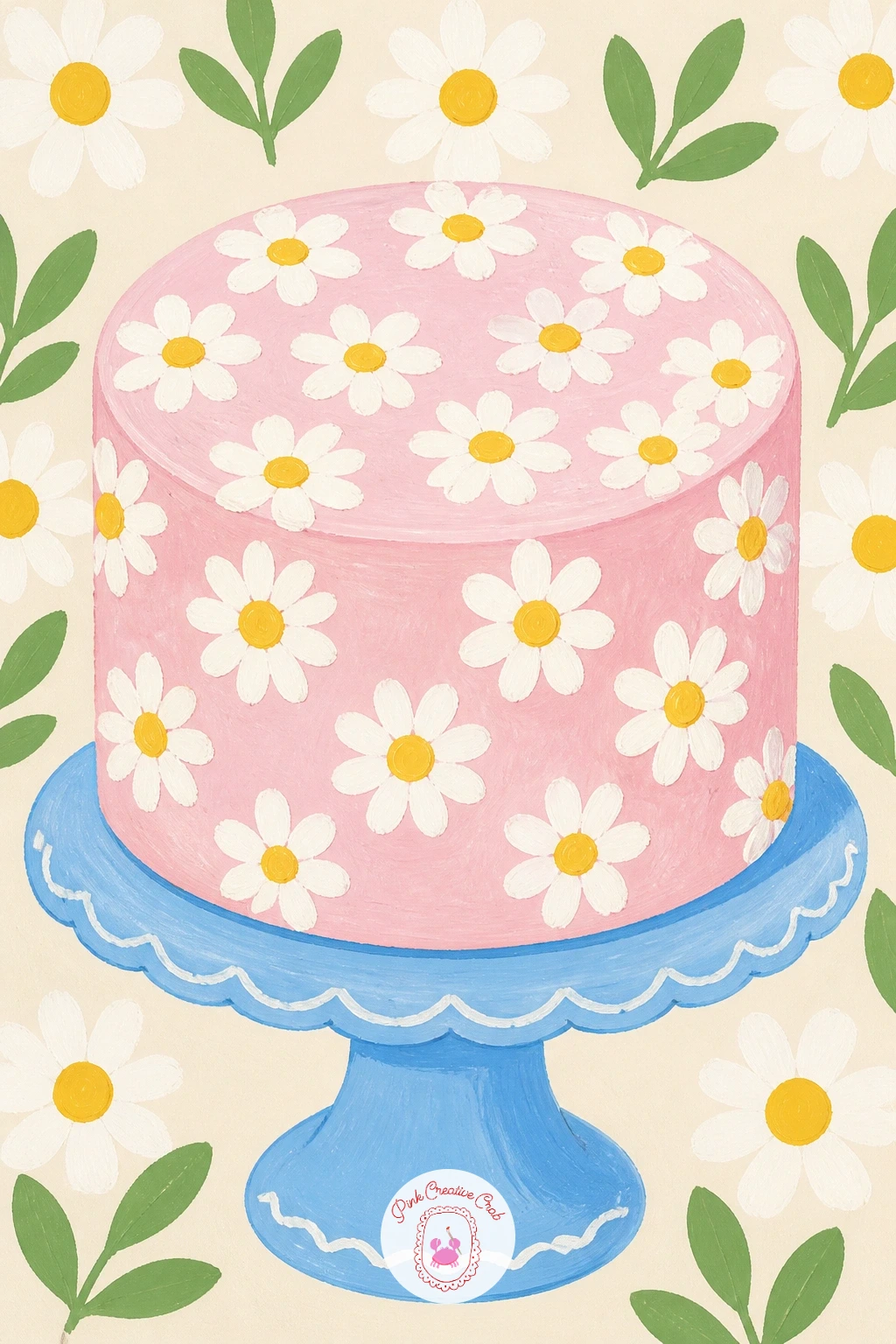 A Cake Decorated With Daisies — Bring the daisy to a celebration with a round cake decorated in piped flowers. Daisy painting