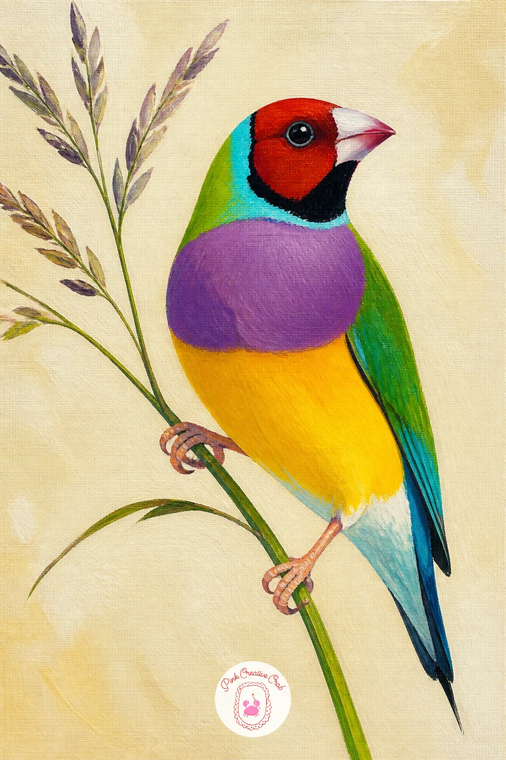 Gouldian Finch — Few small birds come in as many colors at once as the Gouldian finch, with a purple chest, yellow belly, green back and a head that can be