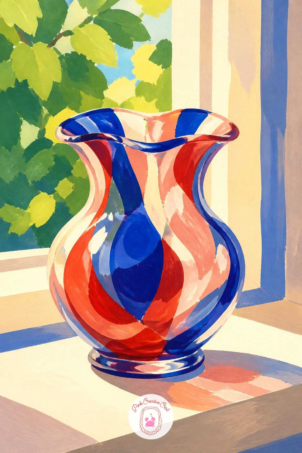 Murano Glass Vase On A Windowsill — Place the windowsill before the vase, since the light source decides everything else in this one. Flower vase painting