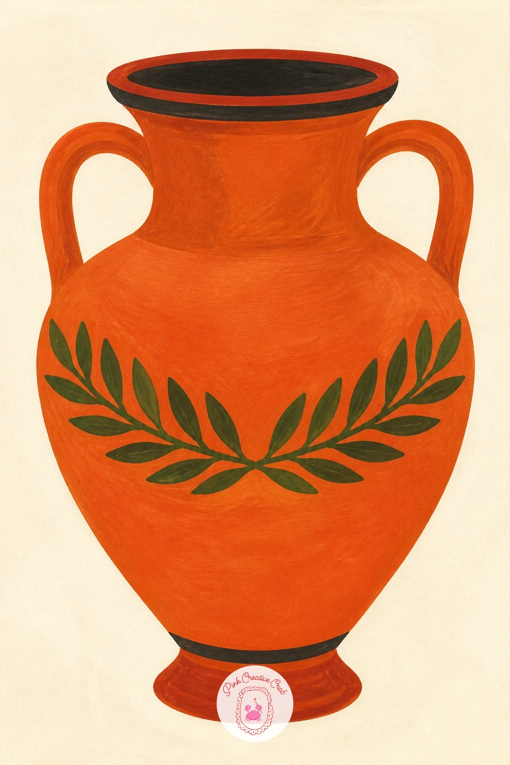 Greek-Style Vase With A Laurel Wreath — Shape the vase like a classical urn, wide shoulders tapering to a narrow foot, two small curved handles on either side