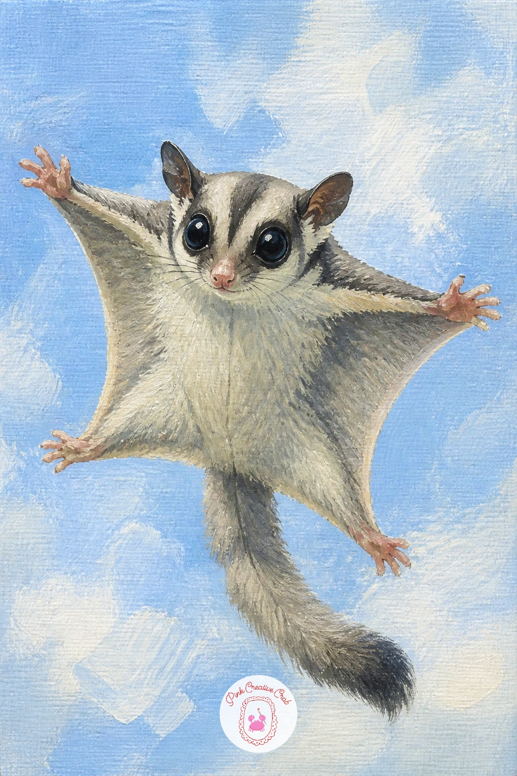 Sugar Glider Mid-Glide — Add some movement with a sugar glider mid-glide, wings of skin stretched wide between outstretched limbs against open sky. Koala