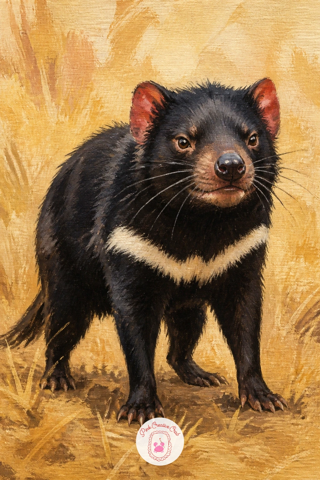 Tasmanian Devil — Bring in a bolder character with a Tasmanian devil, stocky and dark with a wide alert stance. Koala painting