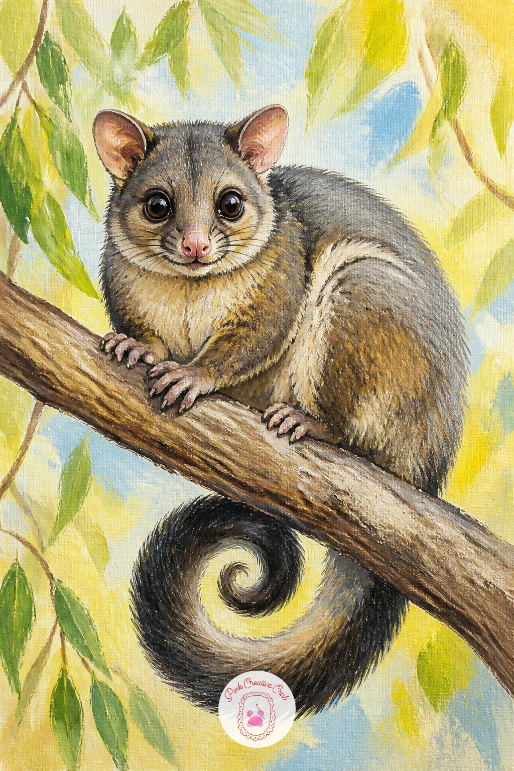 Ringtail Possum in Daylight — Return to softer fur with a ringtail possum in daylight, caught resting on a branch with its tail curled into a neat spiral.