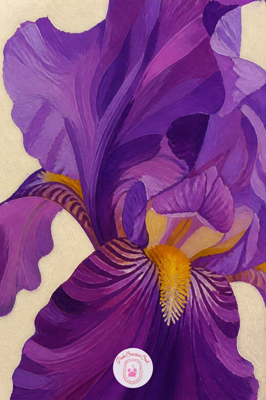 Purple Iris Close-Up With Ruffled Petals — Working close-up on a single iris bloom is where the ruffled petal texture really gets to shine, so start this one