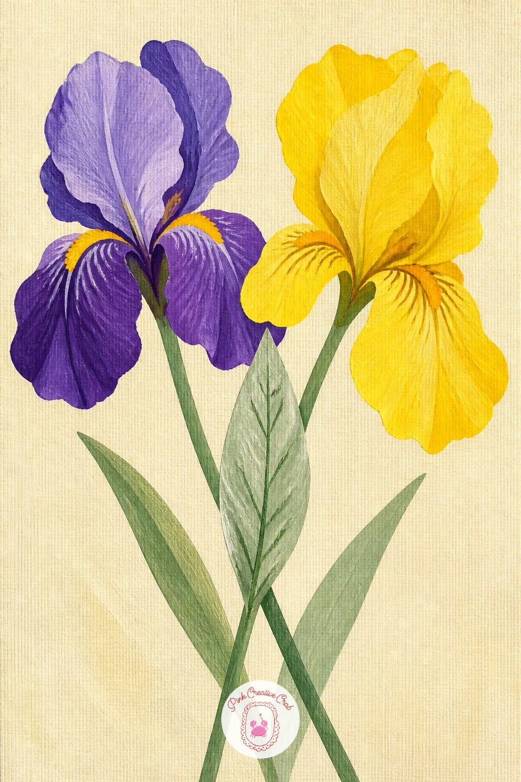 A Yellow And Purple Iris Pair — Painting a yellow and purple iris pair side by side is a nice color study, since the two hues sit opposite each other and make