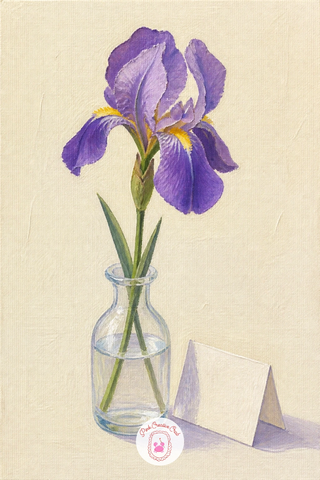 An Iris In A Bud Vase On A Desk — An iris in a bud vase on a desk is the quietest idea on this list and a good one for a short session, since it is just one