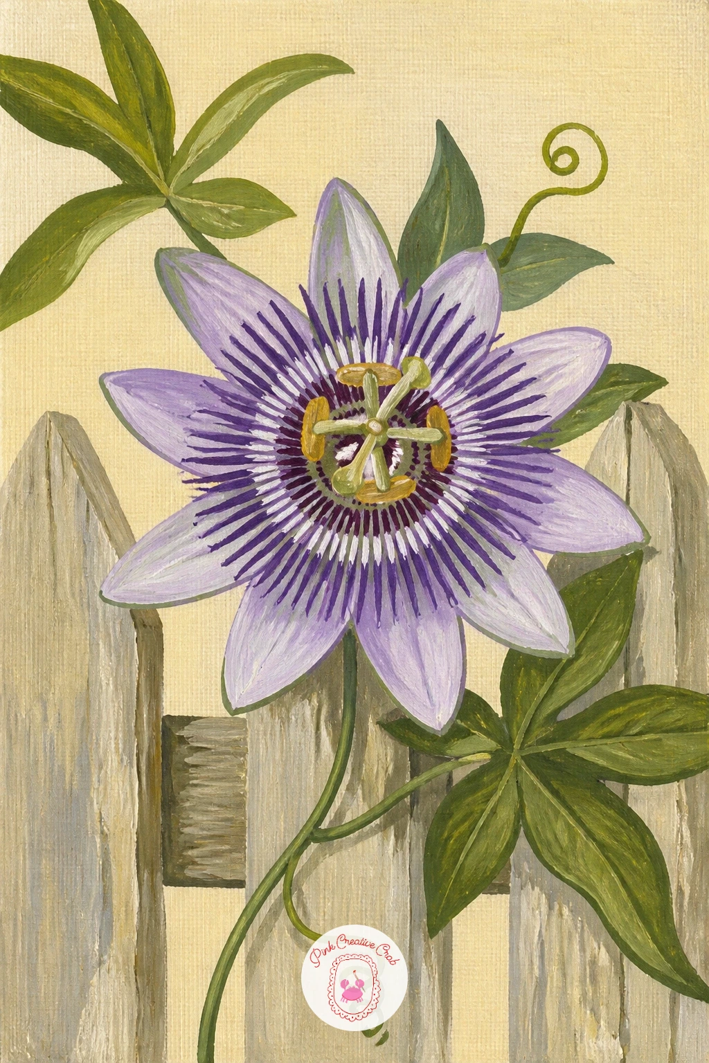 A Passionflower On A Fence — A passionflower on a fence is the most intricate bloom on this list, so give yourself the full session for it and start with