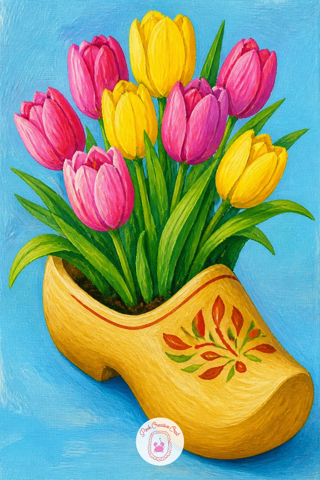 Tulips Planted In Wooden Clogs — Tulips planted in wooden clogs gives you a quirky, cheerful subject that leans hard into the Dutch theme without needing an