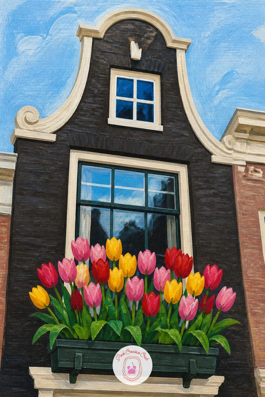 Tulips In The Window Of An Amsterdam House — Tulips in the window of an Amsterdam house brings in a little architecture, which sounds daunting but stays simple
