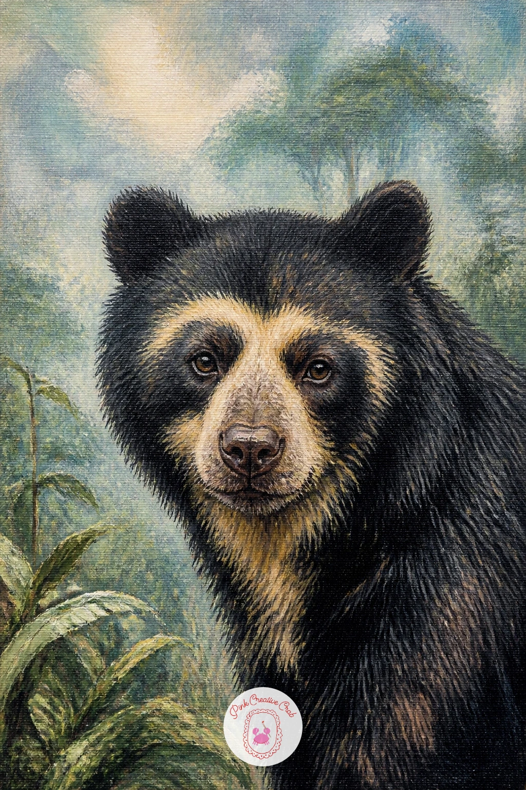Spectacled Bear in a Cloud Forest — Keep the exotic mood going with a spectacled bear, named for the pale rings around its eyes, standing in a misty cloud