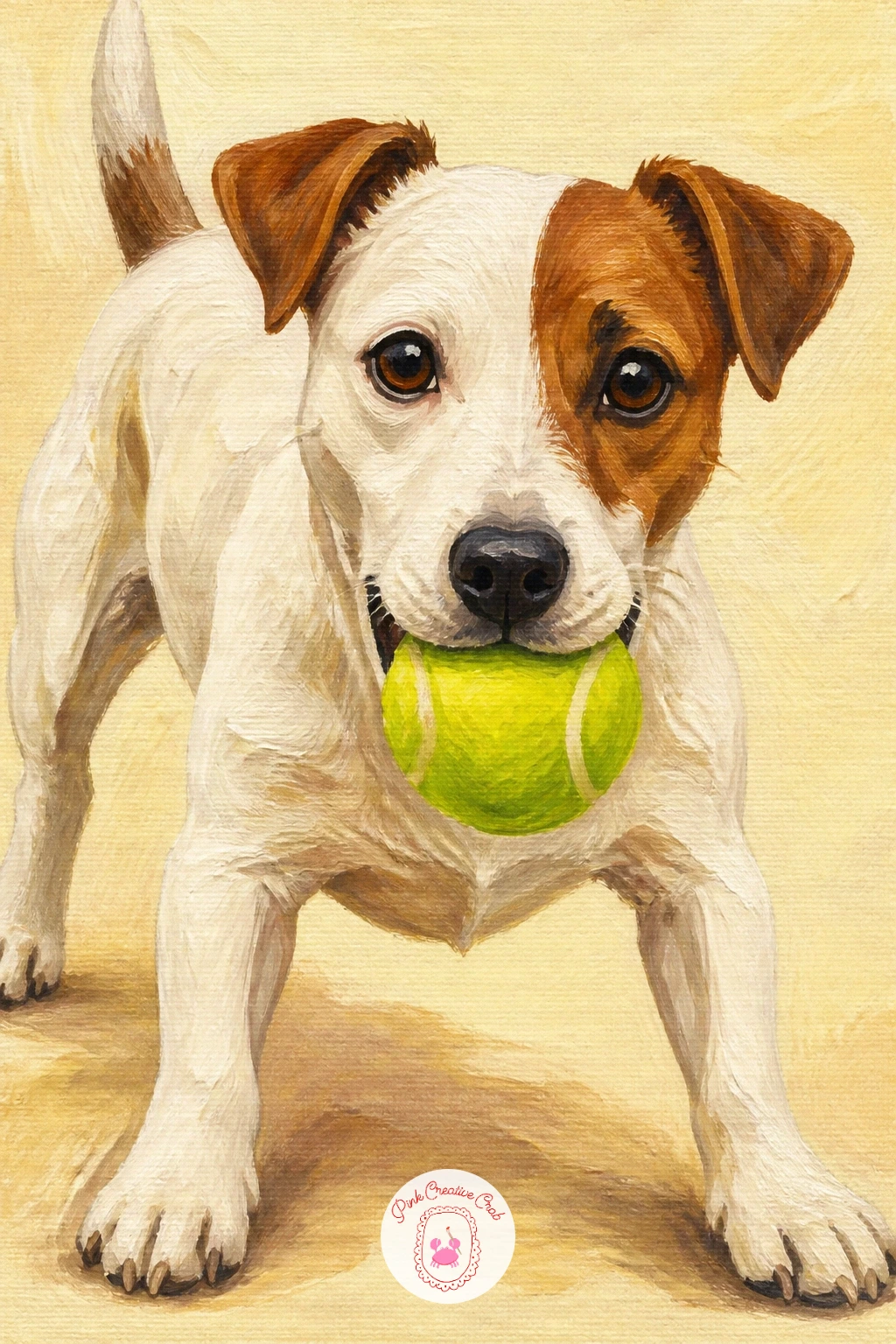 Jack Russell With A Ball — Bring in some energy with a Jack Russell terrier, mouth clamped around a tennis ball and body practically vibrating with excitement.