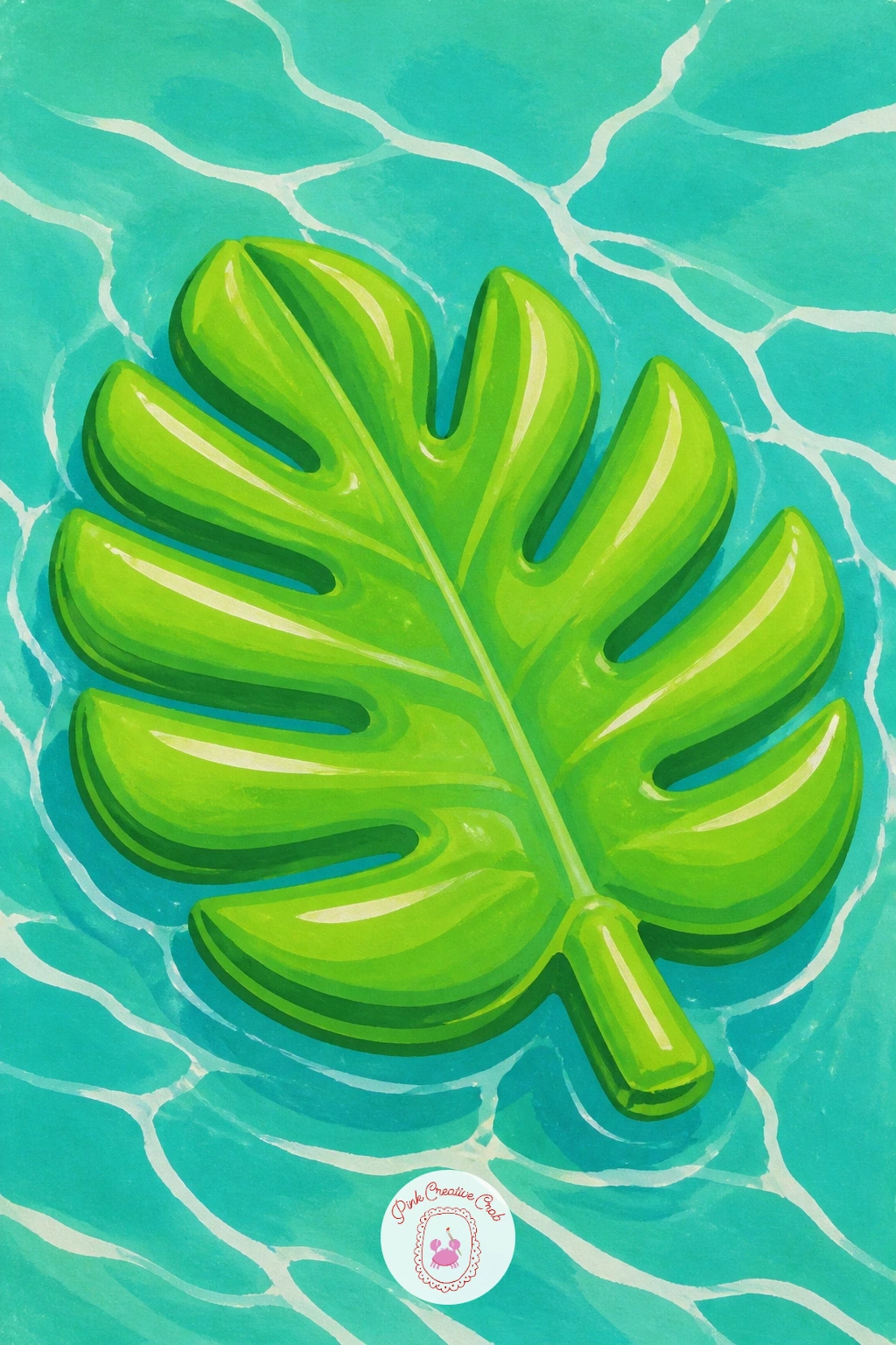 A Pool Float Shaped Like A Palm Leaf — Head back to the water for a novelty pool float shaped like a giant palm leaf, drifting on turquoise water. Palm tree