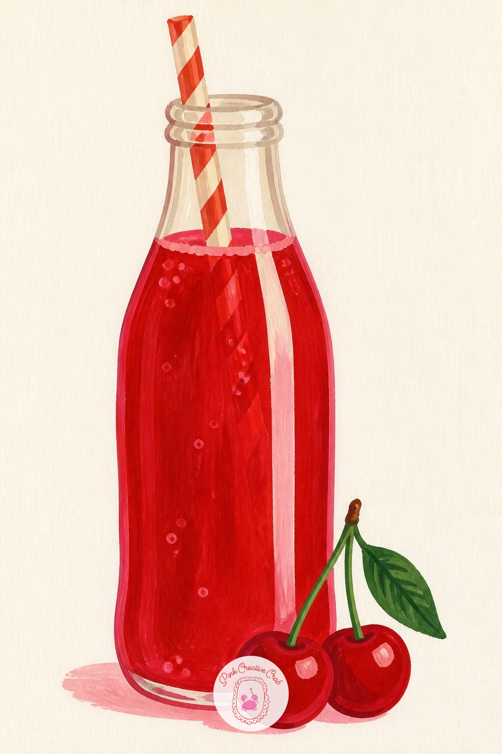 Cherry Soda With A Paper Straw — Here is a nice one for dry brush and crisp edges: a cherry soda in a glass bottle with a paper straw is mostly about getting