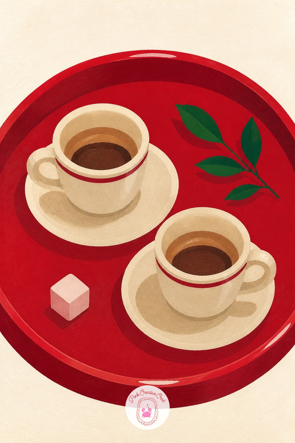 Red Lacquer Tray With Two Espresso Cups — A red lacquer tray with two espresso cups is a quiet, elegant little still life that leans on crisp edges rather than