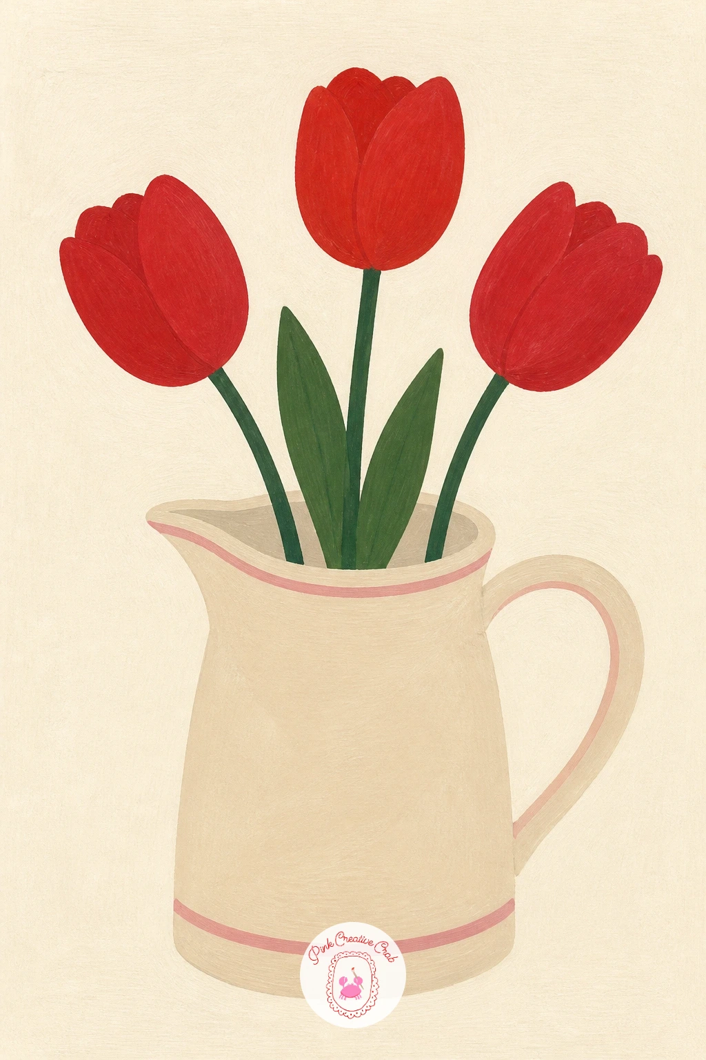 Red Tulips In A Milk Jug — For something a little more painterly in gesture, red tulips in a milk jug lets you practice confident, curved brushstrokes while