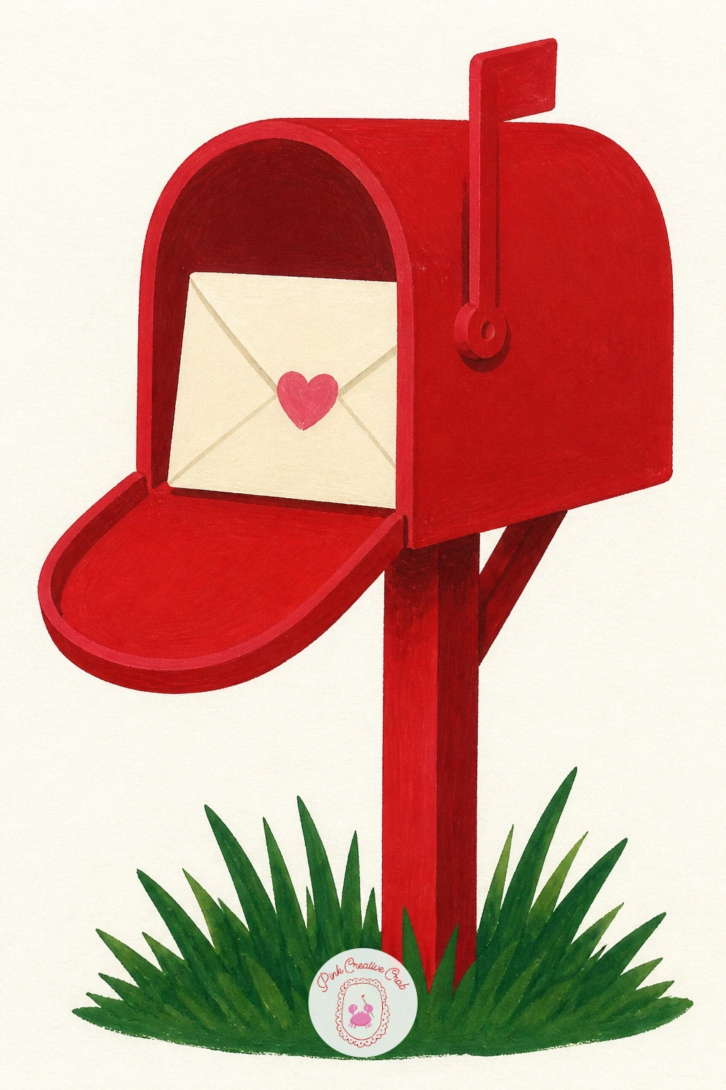 Red Mailbox With A Love Letter — Here is a sweet little narrative subject: a red mailbox with a love letter sticking out tells its whole story in one small