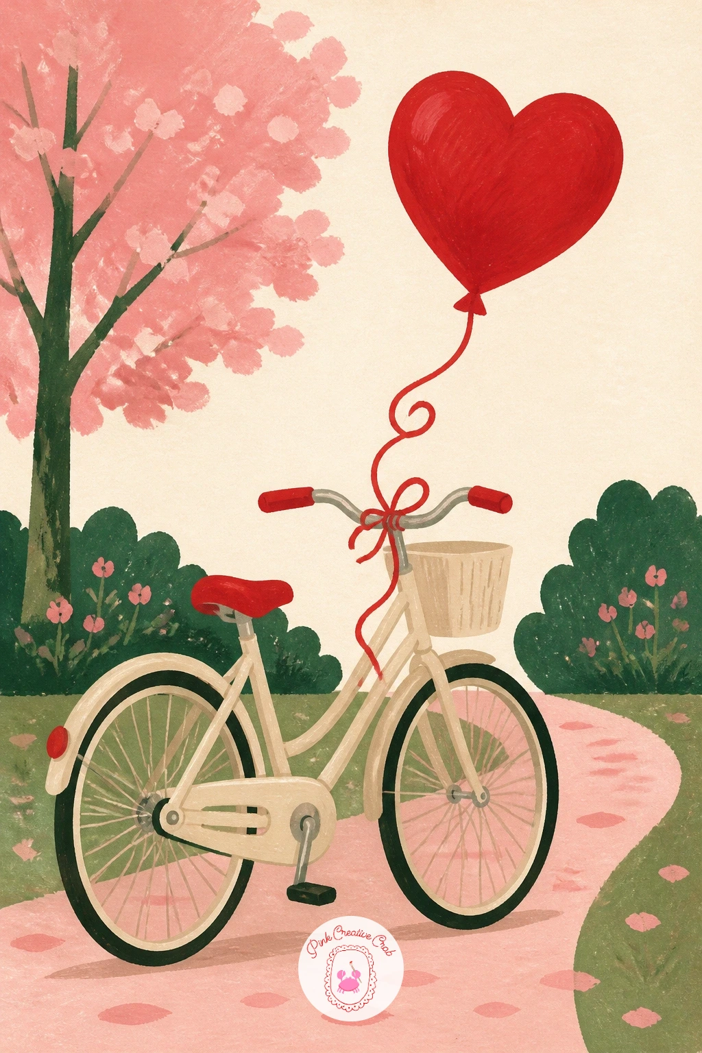 Red Heart Balloon On A Bicycle — Quick version first: a red heart balloon tied to a bicycle can be painted in ten minutes as a simple bicycle silhouette in