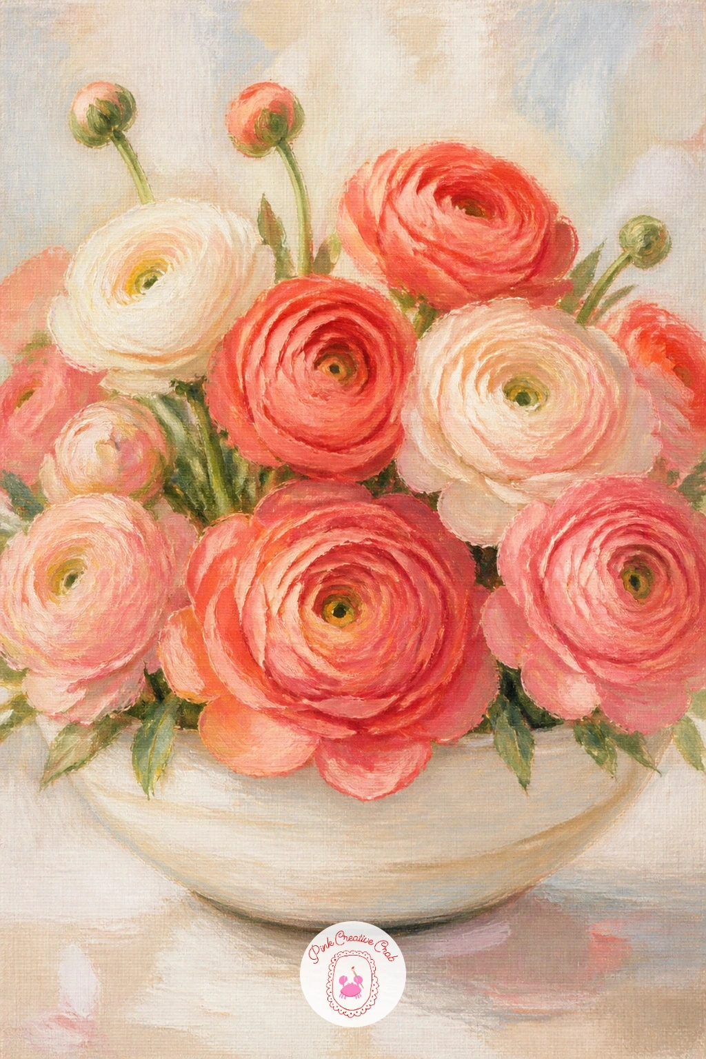 Ranunculus In A Low Bowl — Moving past peonies now, try ranunculus in a low bowl, where the tightly layered petals of this bloom ask for a slightly different