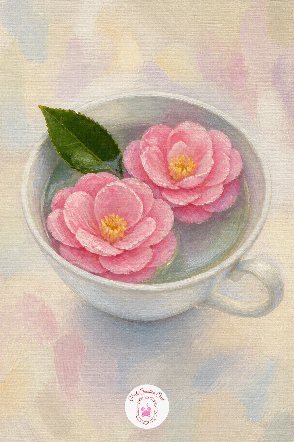 Camellias Floating In A Teacup — For something small and charming, paint camellias floating in a teacup, a tabletop still life you can finish quickly since