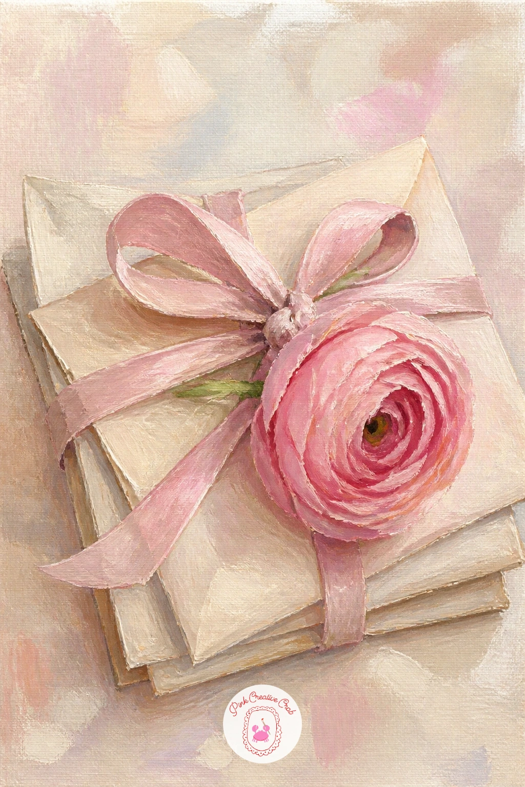 A Stack Of Letters Tied With A Bloom — Slow right down for a stack of letters tied with a bloom, a small sentimental still life that pairs paper and ribbon