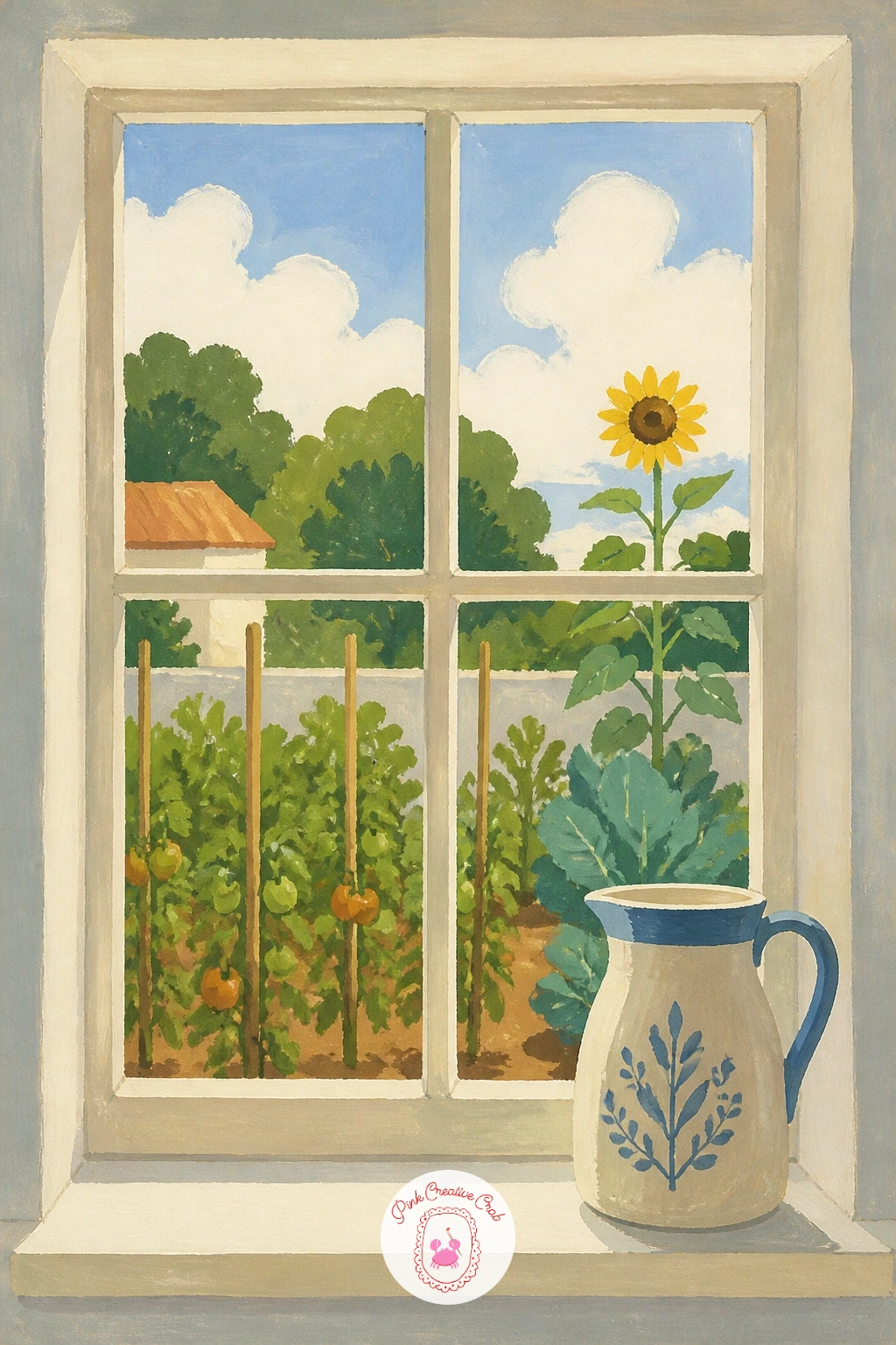 Kitchen Window Over a Vegetable Garden — Kitchen windows ask for a bit of domestic clutter before the view even starts, so begin with a simple sill holding a