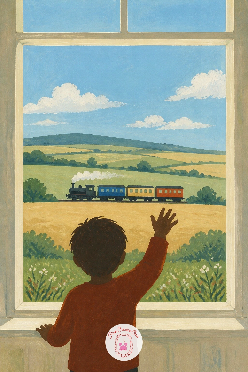Child at a Window Waving at a Passing Train — A child waving at a passing train brings this whole list full circle with a small, warm story, so decide on the