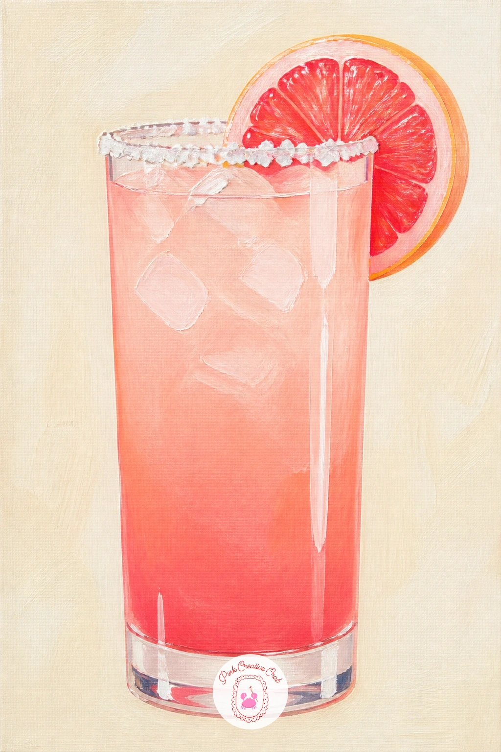 Paloma With Grapefruit — Keep working wet-into-wet from the hugo but push the color further: a paloma is a grapefruit pink drink that lets you practice a clean