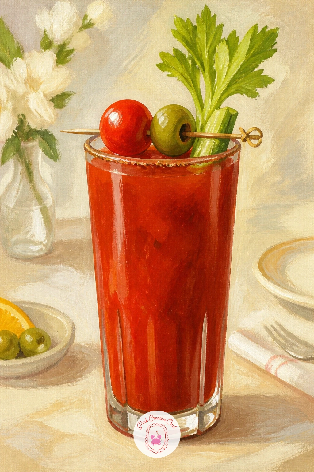 Bloody Mary at Brunch — Bring in a savory drink for contrast: a bloody mary is thick, red and loaded with garnish, which makes it one of the most forgiving