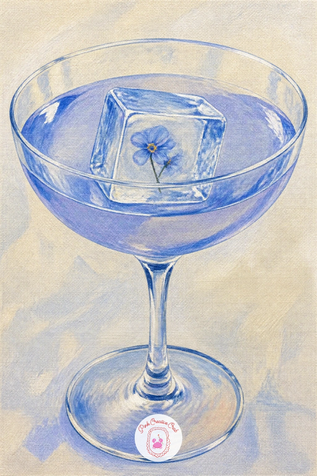 Cocktail With a Flower Frozen in the Ice Cube — Slow right down for a detail piece: a cocktail with a flower frozen inside its ice cube rewards patience more