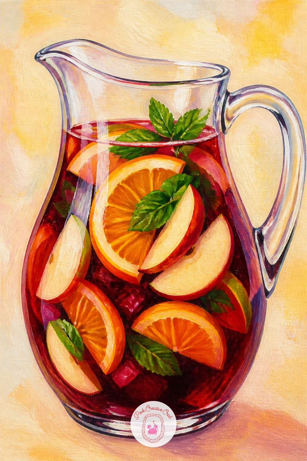 Pitcher of Sangria With Fruit — Scale up from one glass to a whole pitcher: sangria is about layered fruit floating in dark red liquid, so plan the fruit