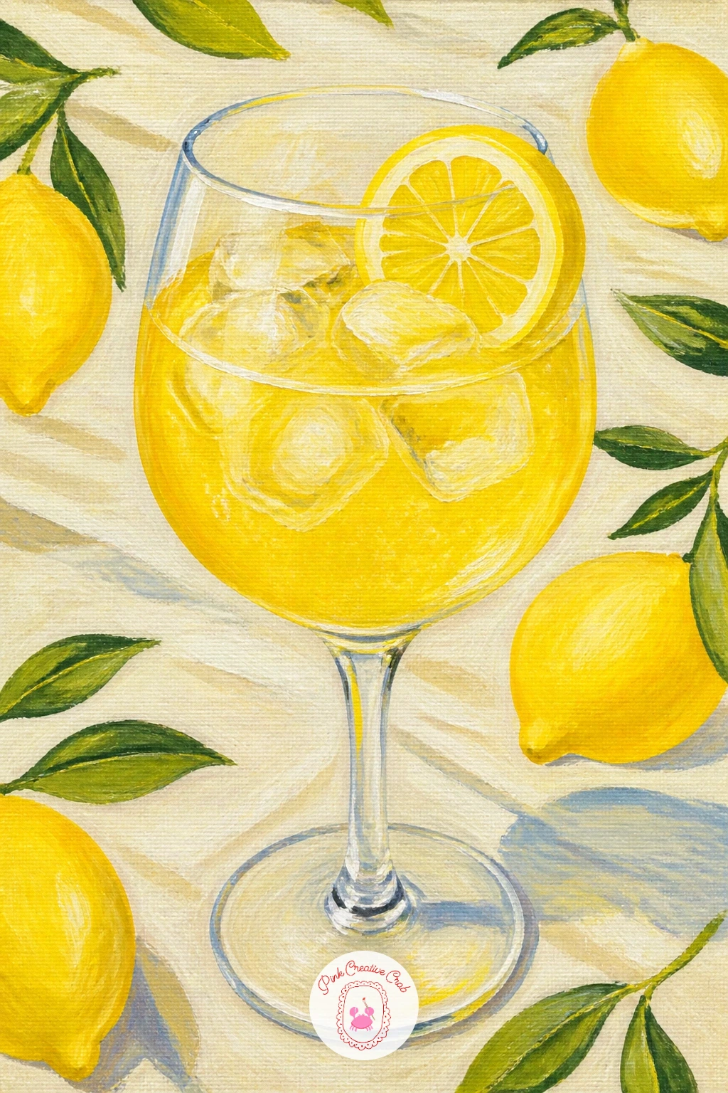 Limoncello Spritz on a Lemon-Print Tablecloth — Bring in a patterned background for the first time: a limoncello spritz sitting on a lemon-print tablecloth